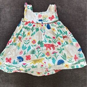 Mini Boden White and Green Floral Dress